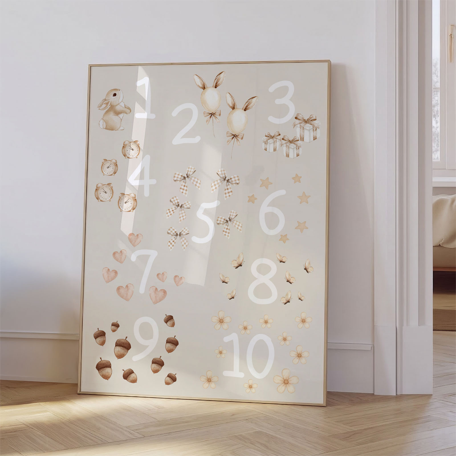 Poučni plakat abeceda in številke za otroško sobo - Minimal deklica - slika 2