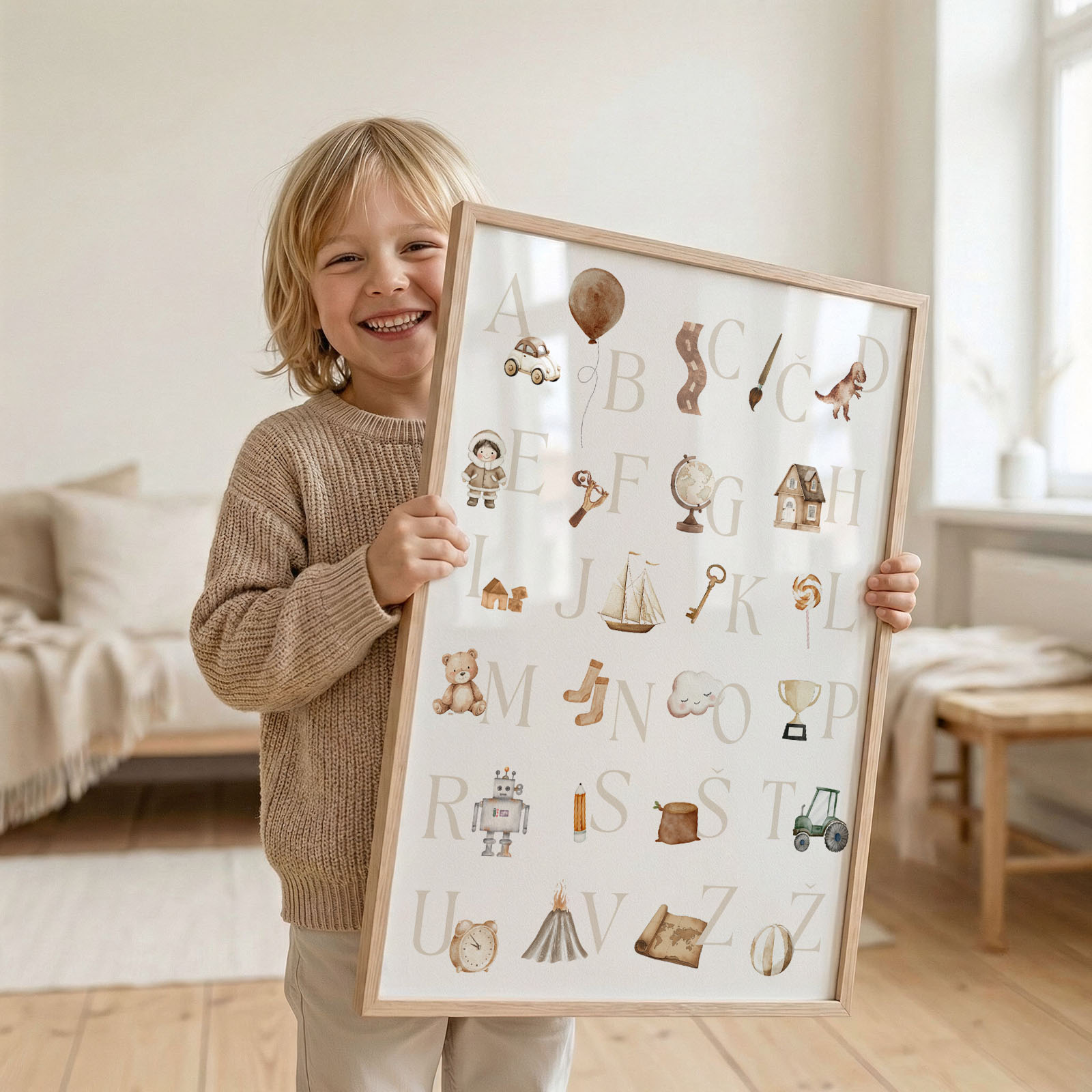 Poučni plakat za otroško sobo – abeceda in števila - Vanja in lev