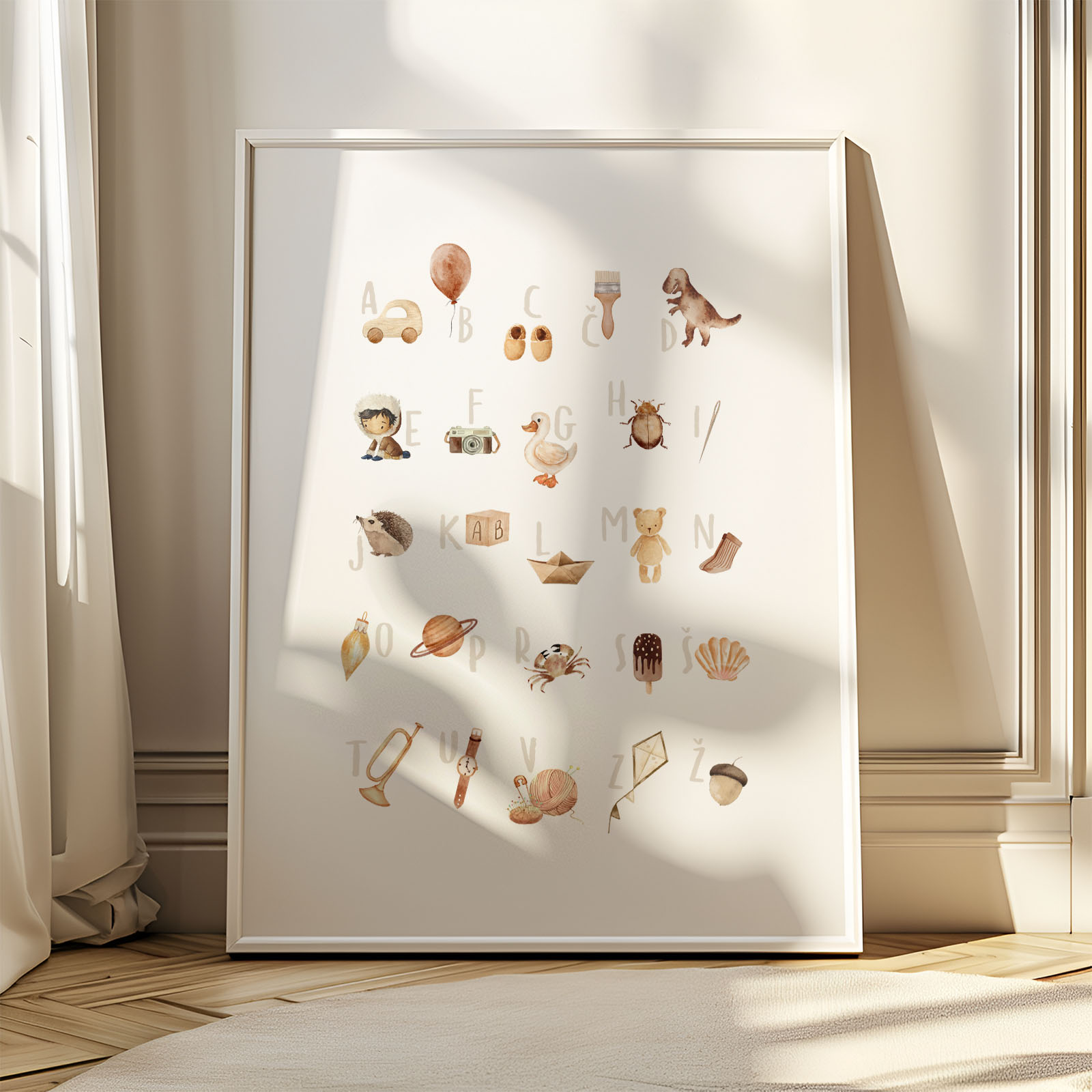 Poučni plakat za otroško sobo – abeceda in števila - Vanja in lev