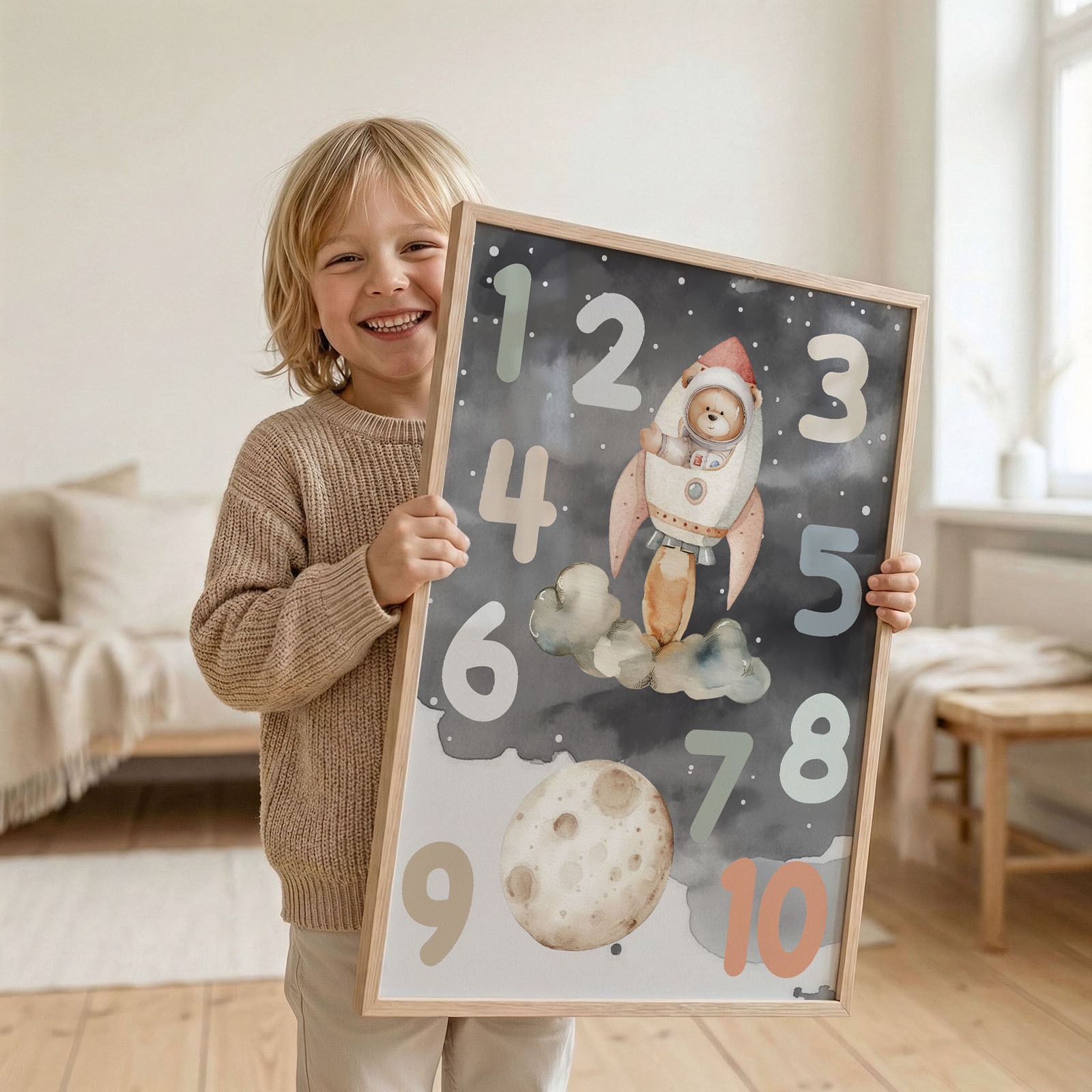 Poučni plakat za otroško sobo – abeceda in števila - Vanja in lev