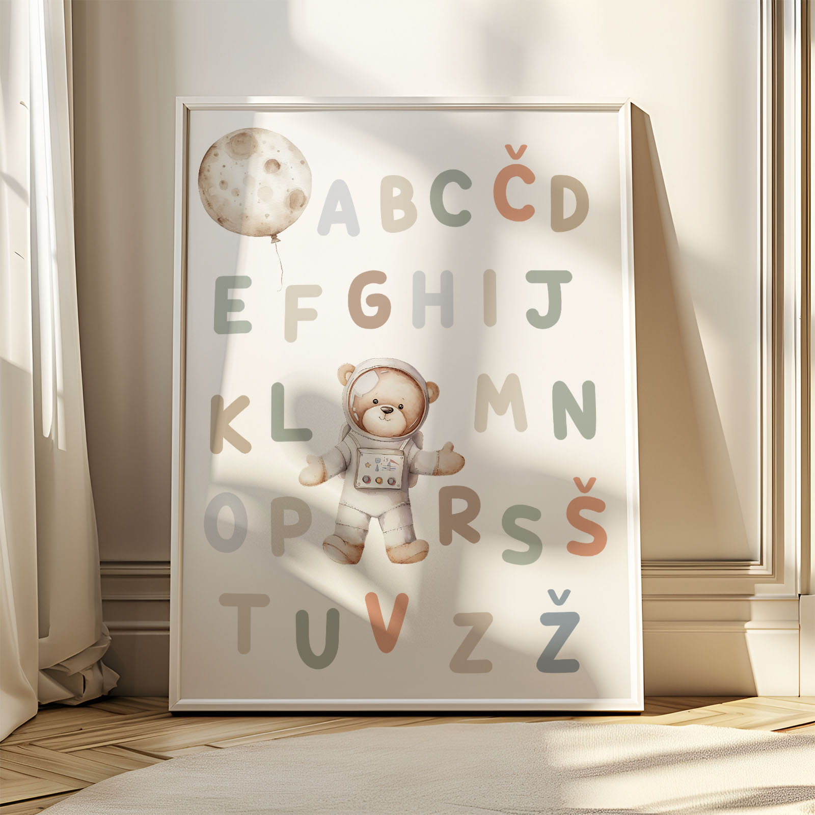 Poučni plakat za otroško sobo – abeceda in števila - Vanja in lev