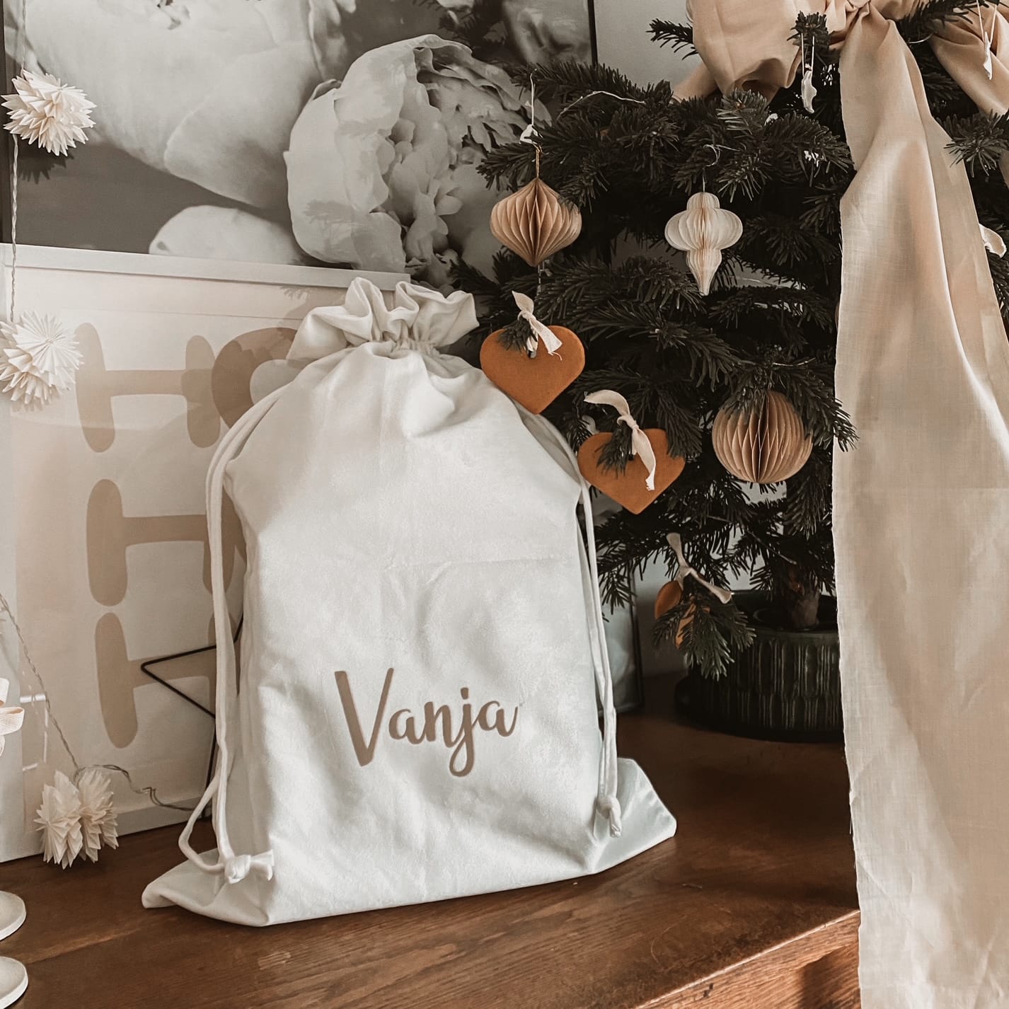 Velika božična vreča iz pliša – personalizirana z imenom