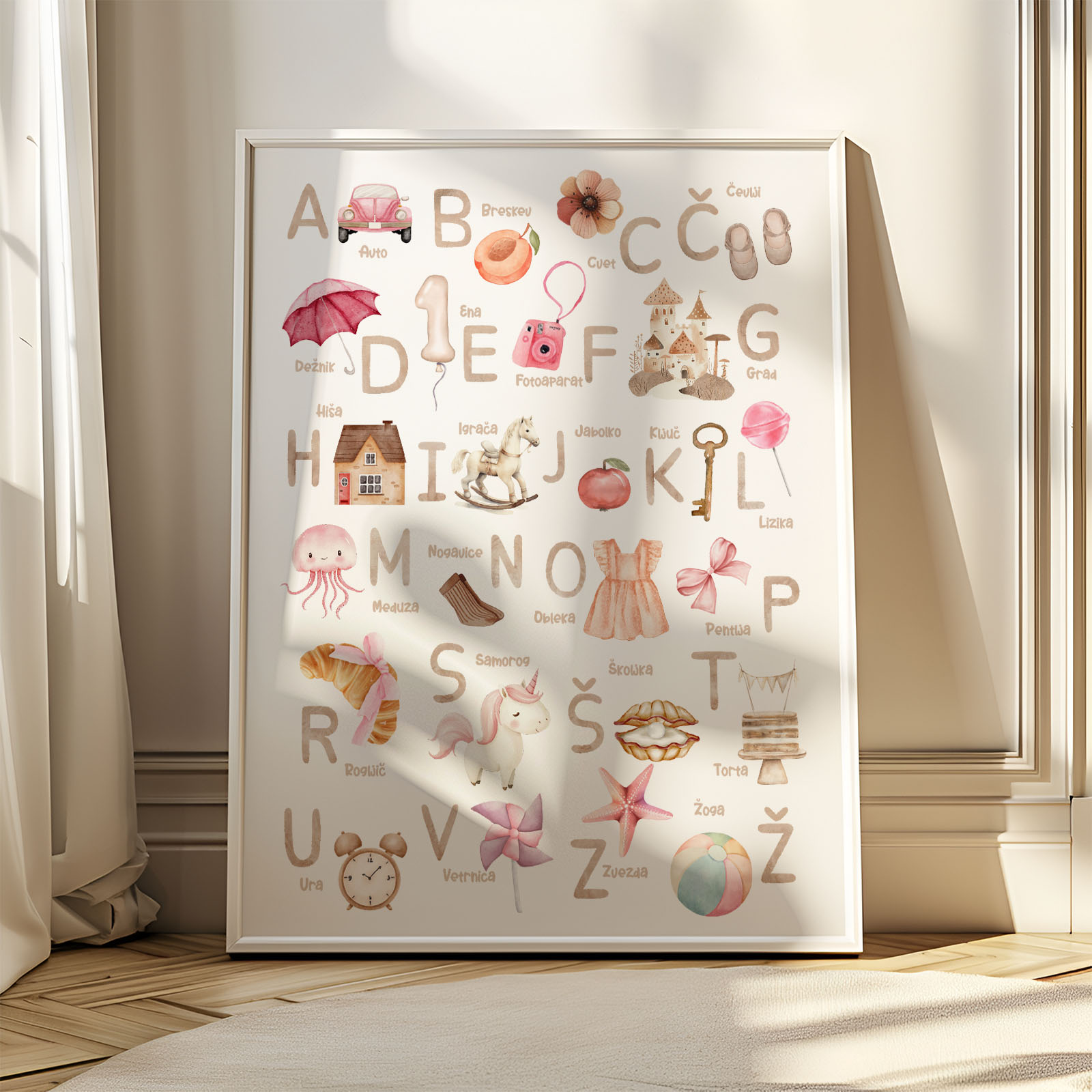 Poučni plakat za otroško sobo – abeceda in števila - Vanja in lev