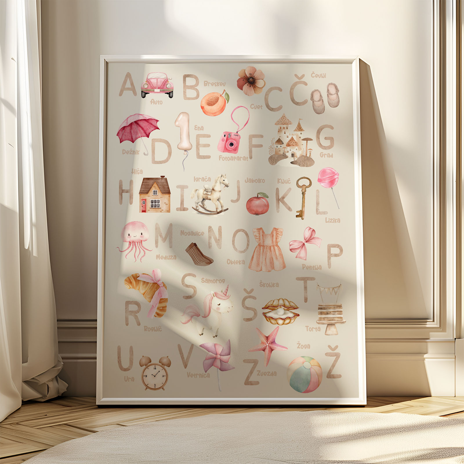 Poučni plakat abeceda in številke za otroško sobo - Pastelni svet - slika 3