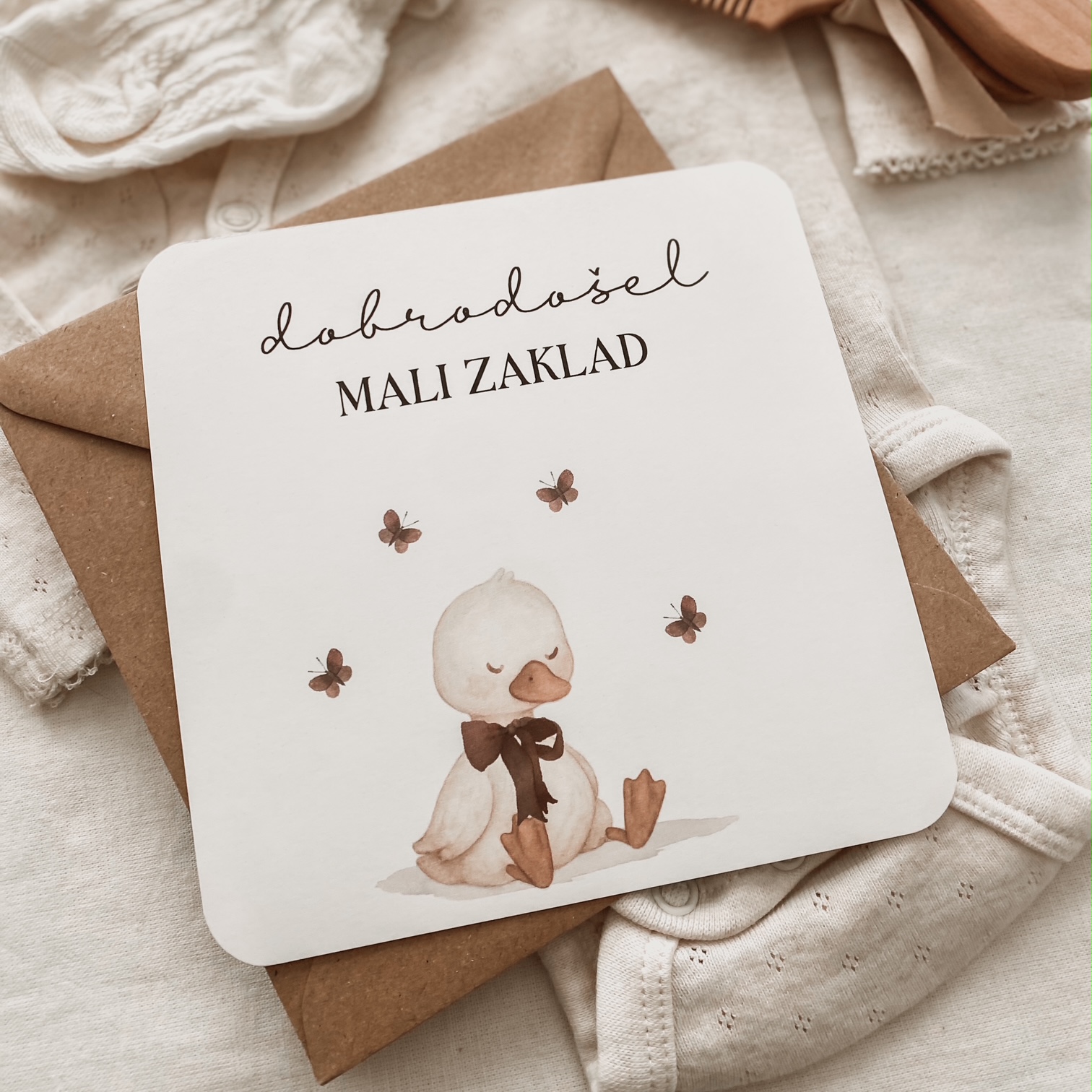 Čestitka ob rojstvu - Račka - Vanja in lev