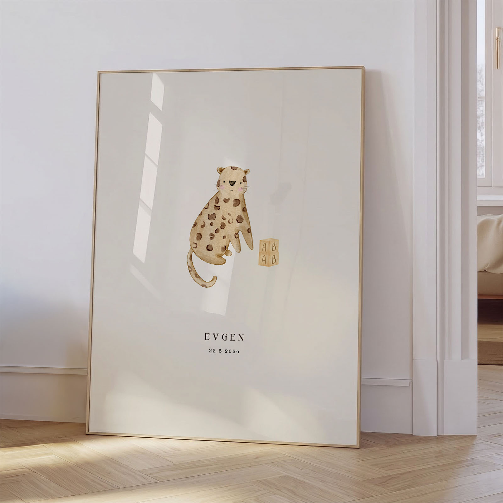Plakat z rojstnimi podatki - Safari živali - slika 2