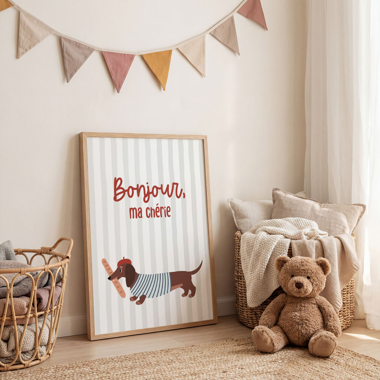 Dekorativni plakat za otroško sobo - Bonjour...