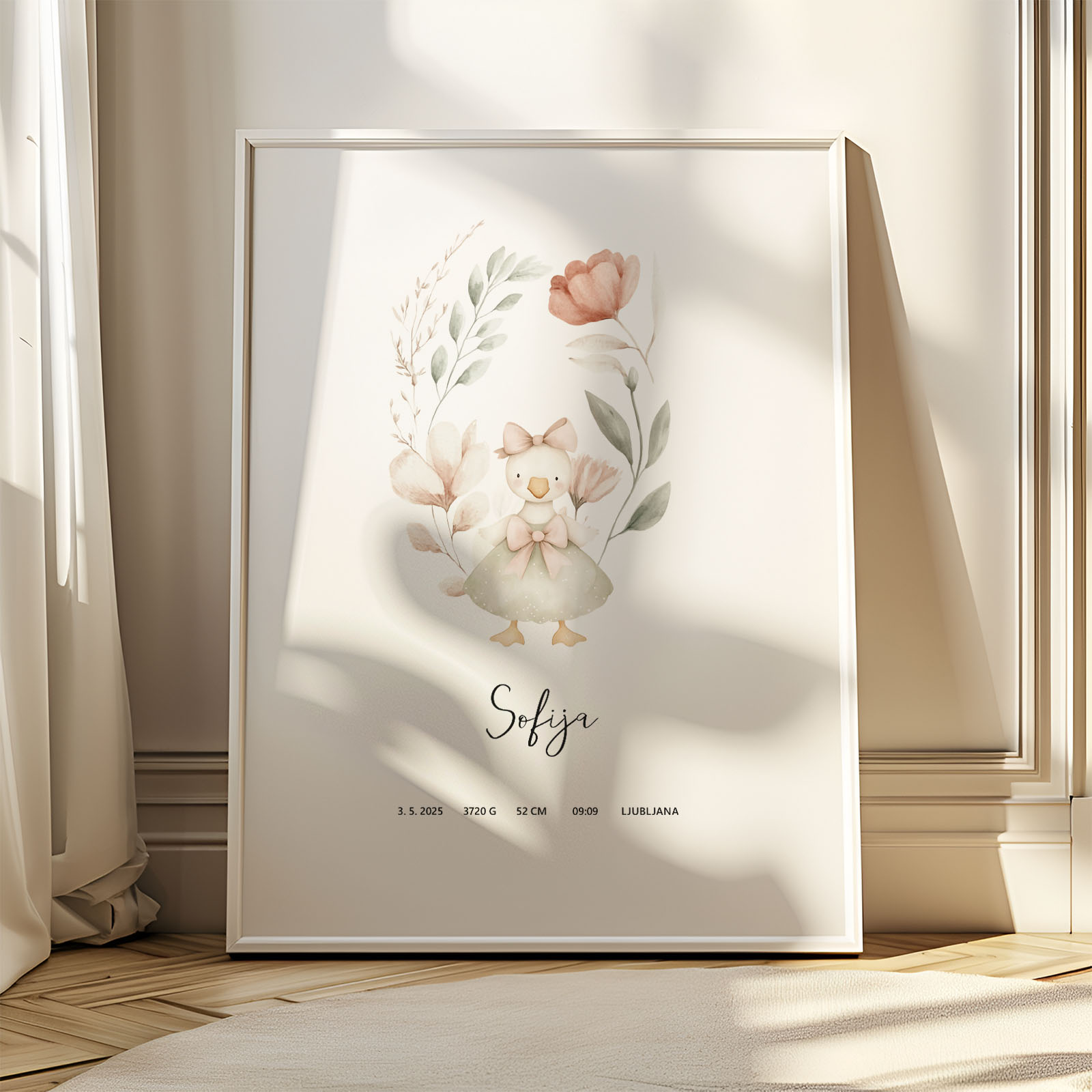 Rojstni print "goska in rože"