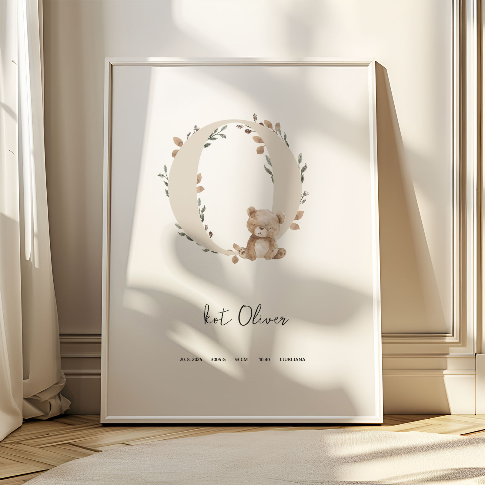 Plakat z inicialko in rojstnimi podatki - Gozdne živali - slika 2