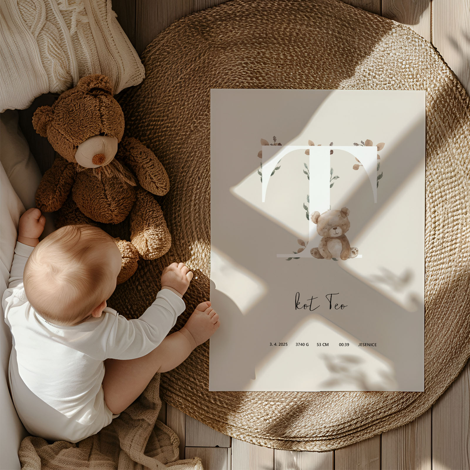 Plakat z inicialko in rojstnimi podatki - Gozdne živali - slika 3