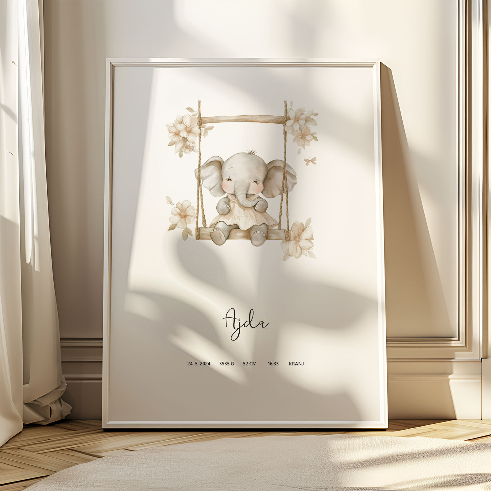 Rojstni print "slončica/slonček"