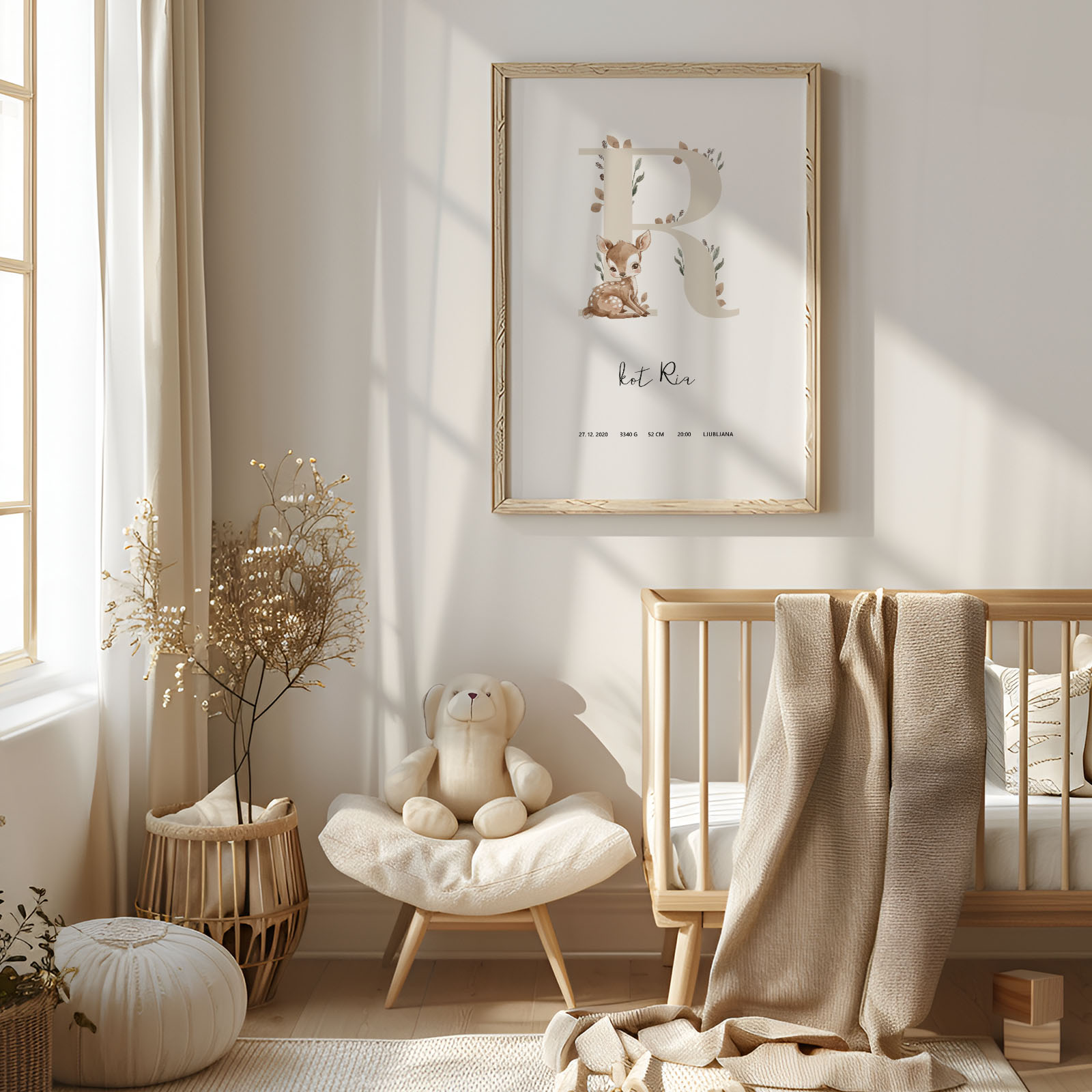 Plakat z inicialko in rojstnimi podatki - Gozdne živali - slika 5