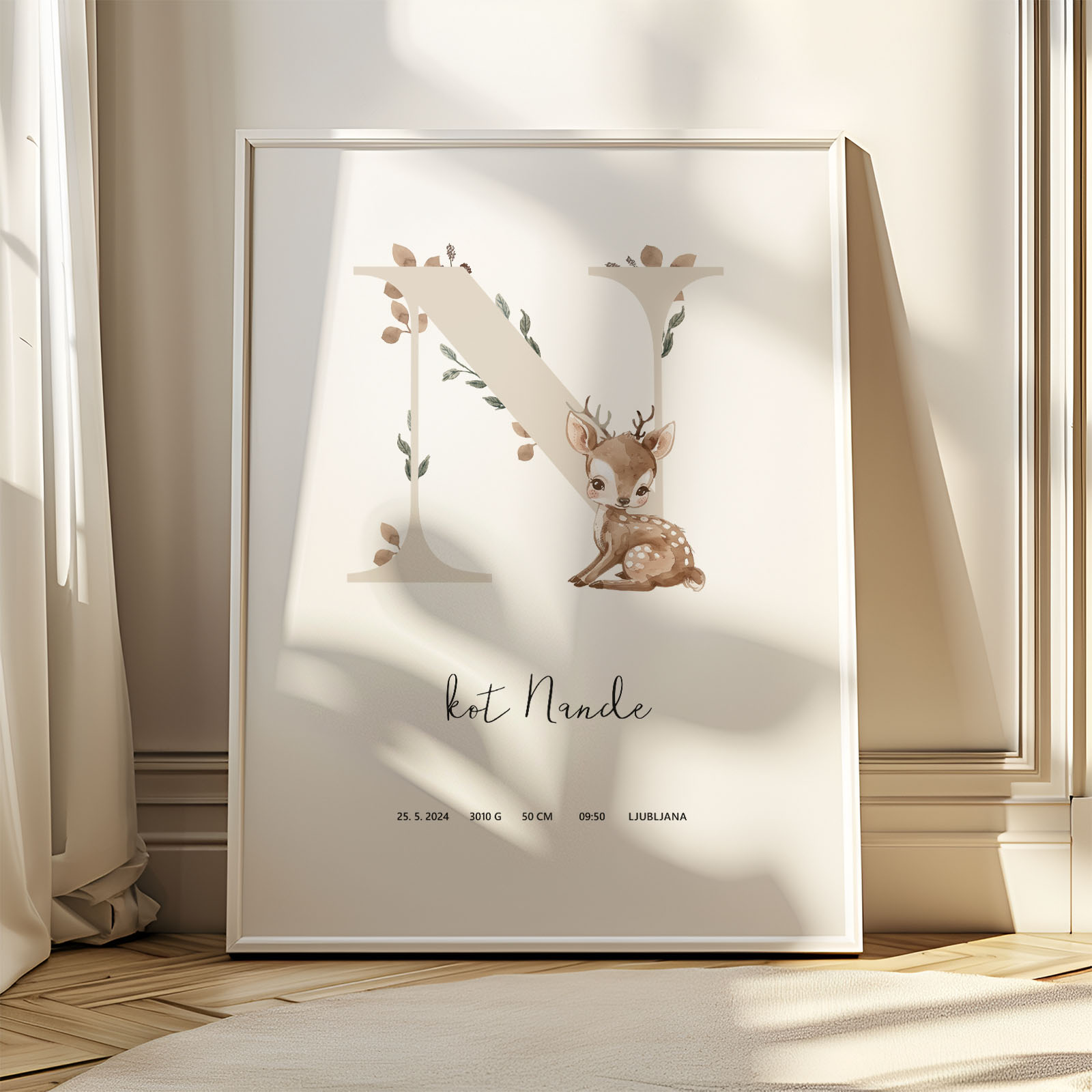 Plakat z inicialko in rojstnimi podatki - Gozdne živali - slika 6