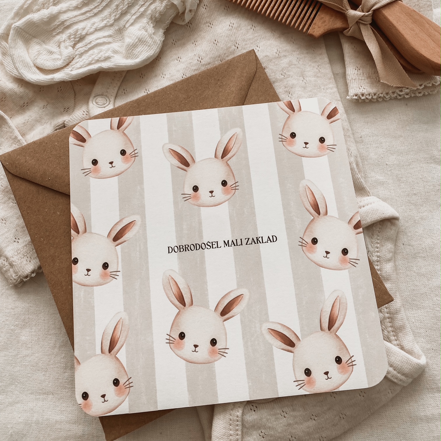 Čestitka ob rojstvu - Zajček - Vanja in lev