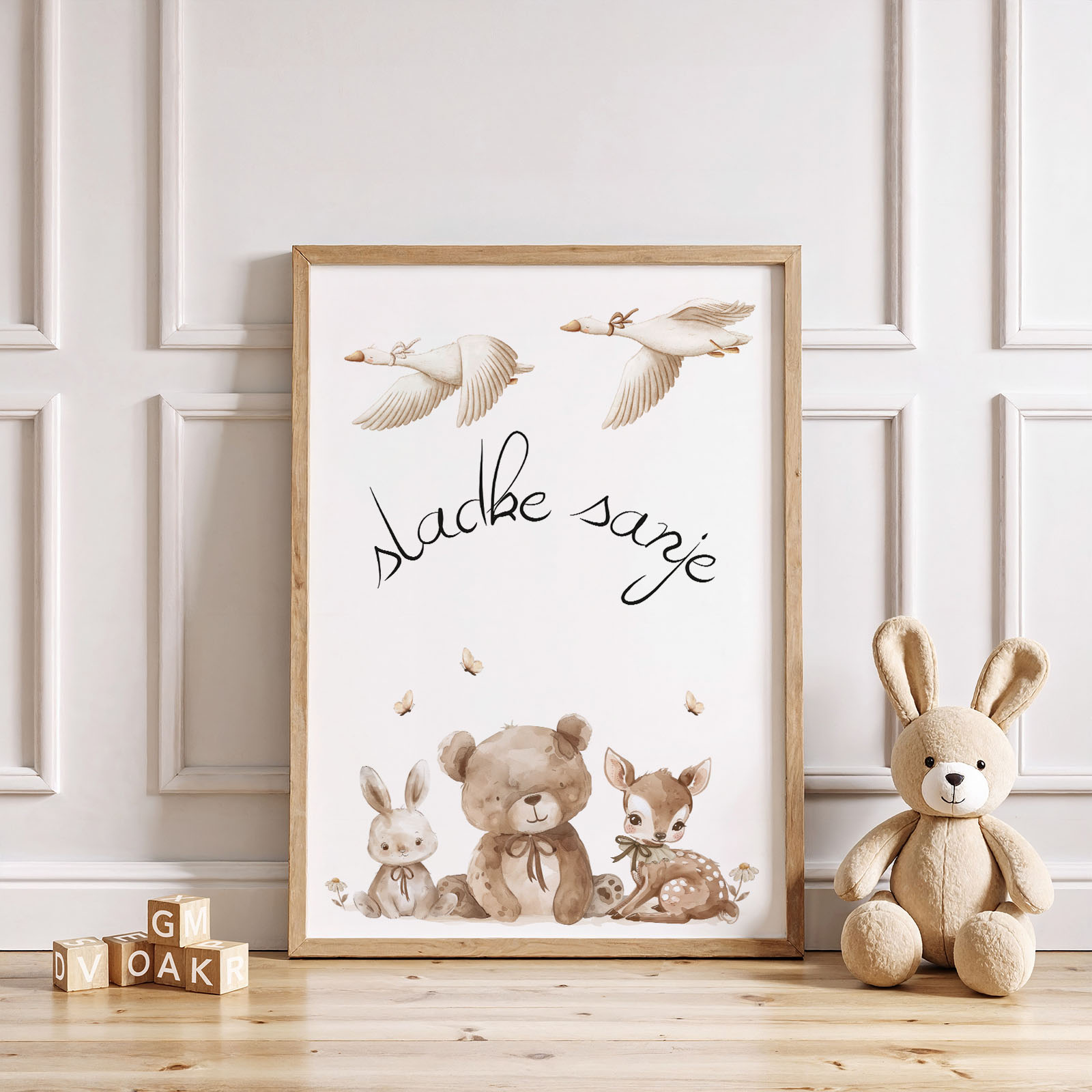 Dekorativni plakat z napisom za otroško sobo – nežen stenski napis - Vanja in lev