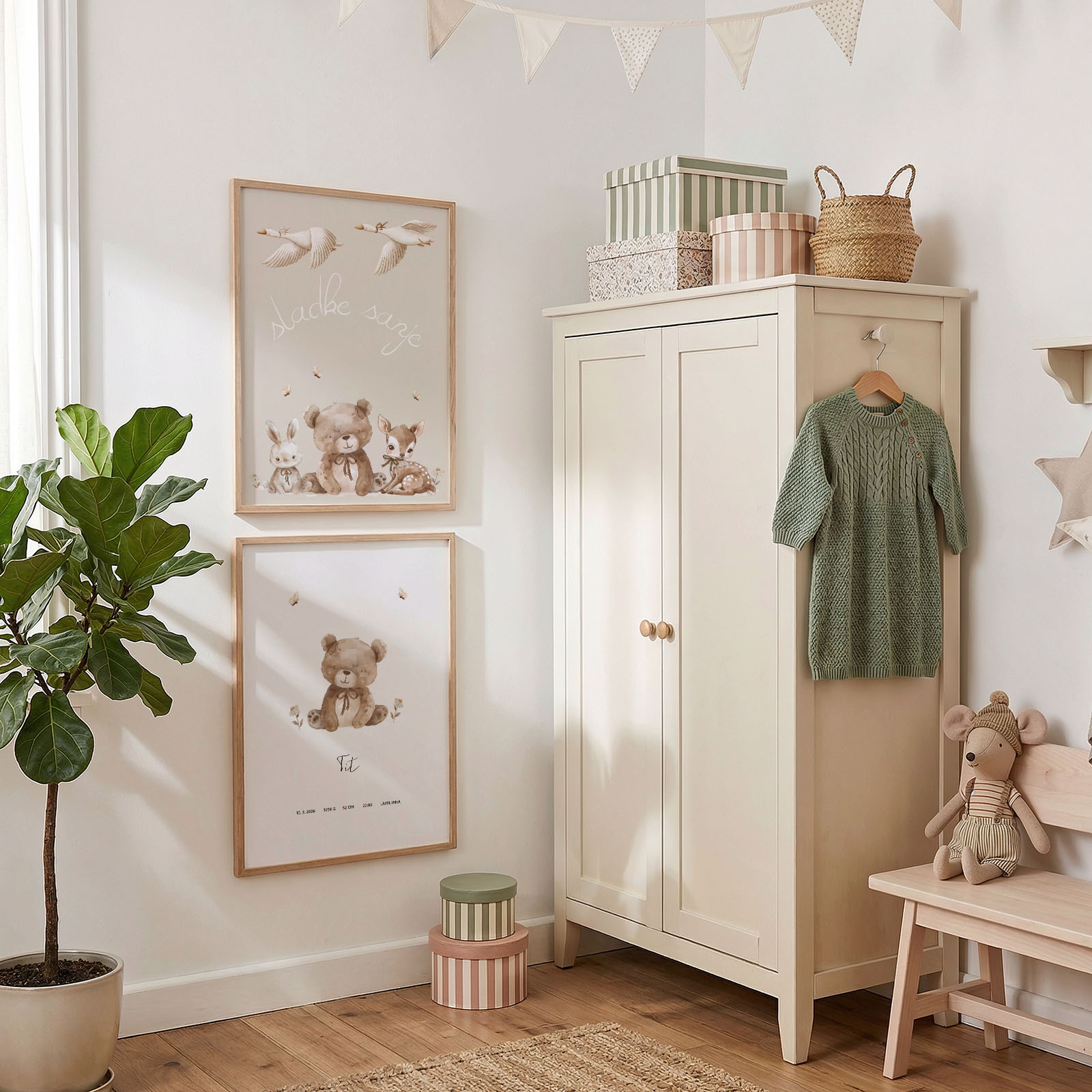 Dekorativni plakat z napisom za otroško sobo – nežen stenski napis - Vanja in lev