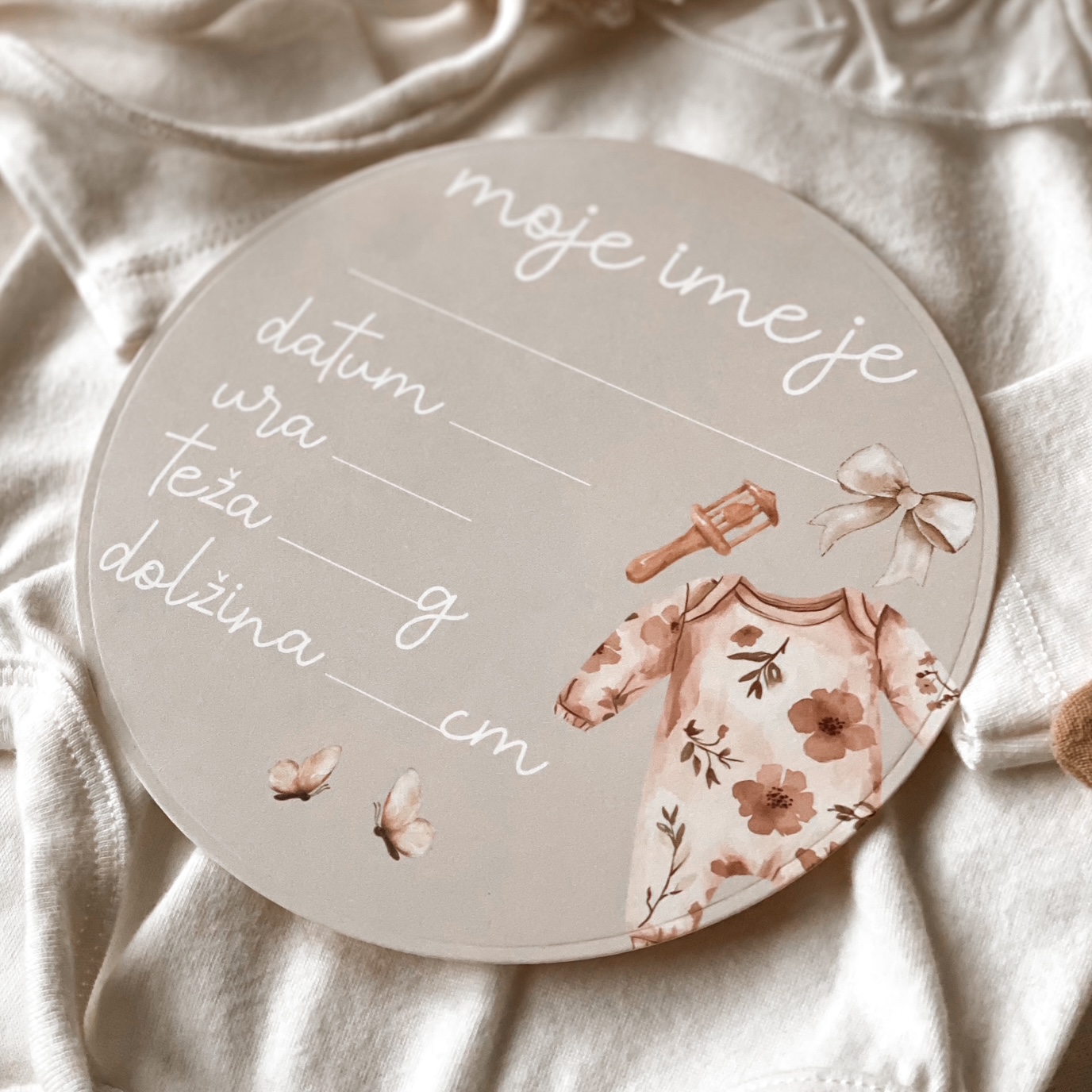 Oznanilo rojstva – kartica za rojstne podatke - Deklica