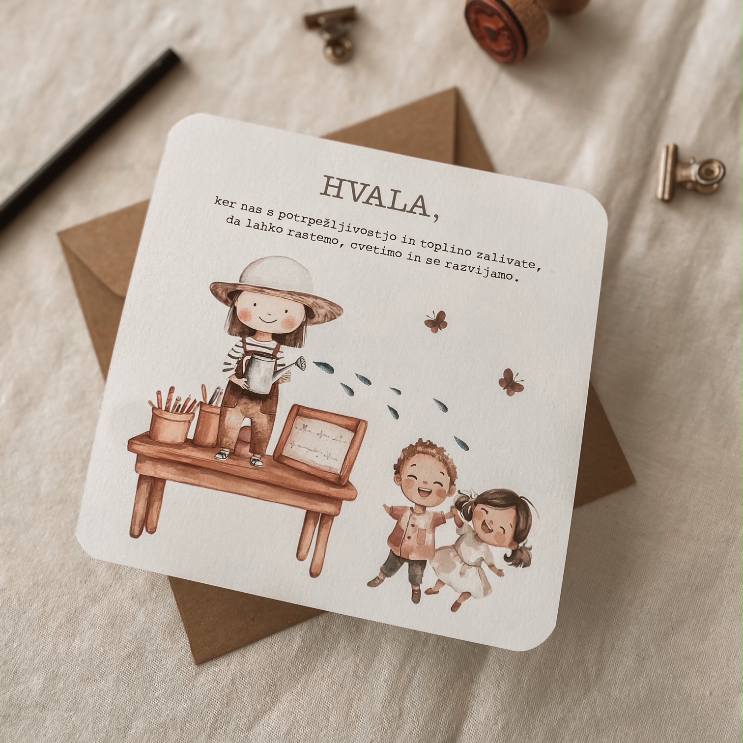 Čestitka za vzgojiteljico ali učiteljico - Rastemo