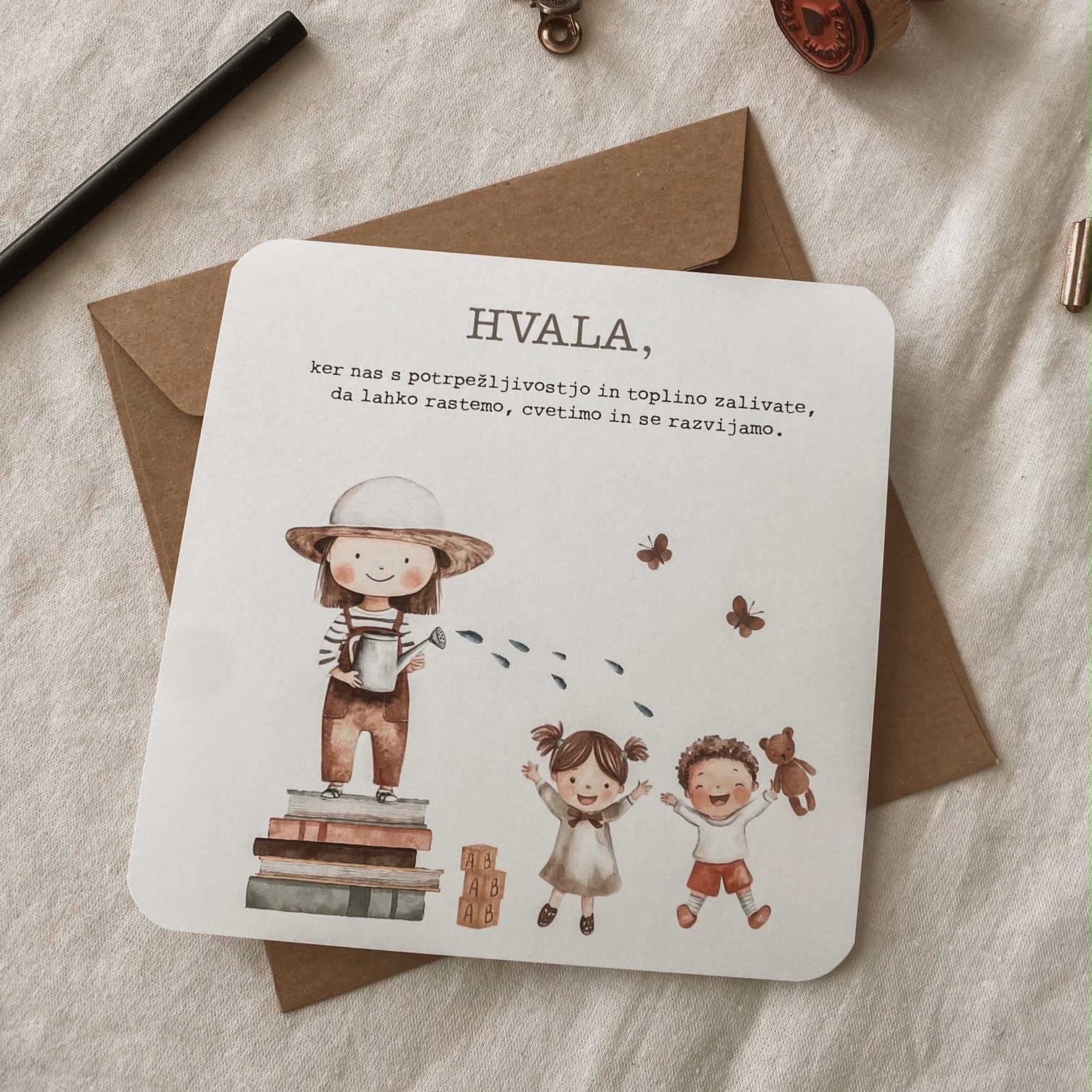 Čestitka za vzgojiteljico - Veseli otroci