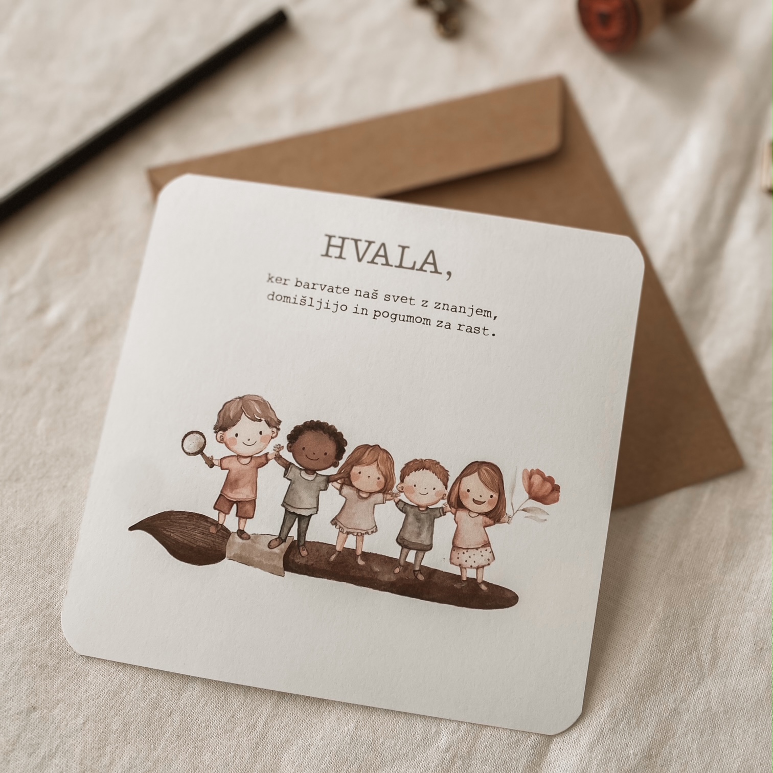 Čestitka za vzgojiteljico ali učiteljico - Čopič