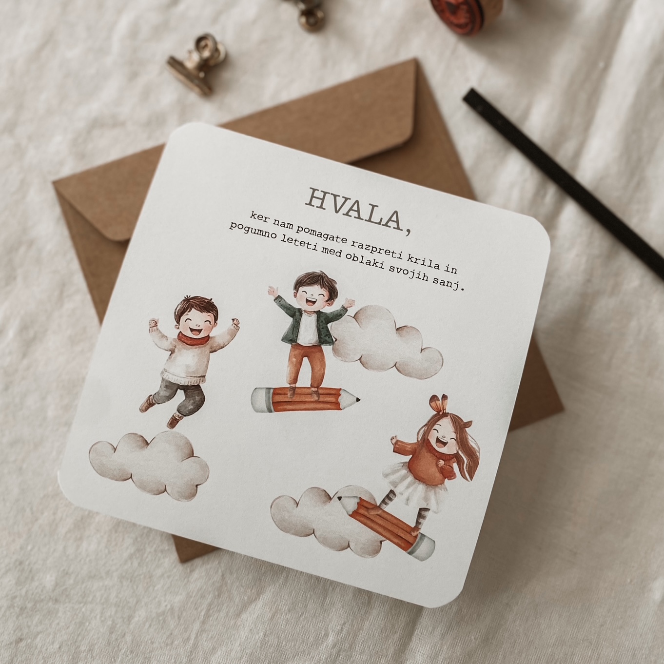 Čestitka za učiteljico - Med oblaki