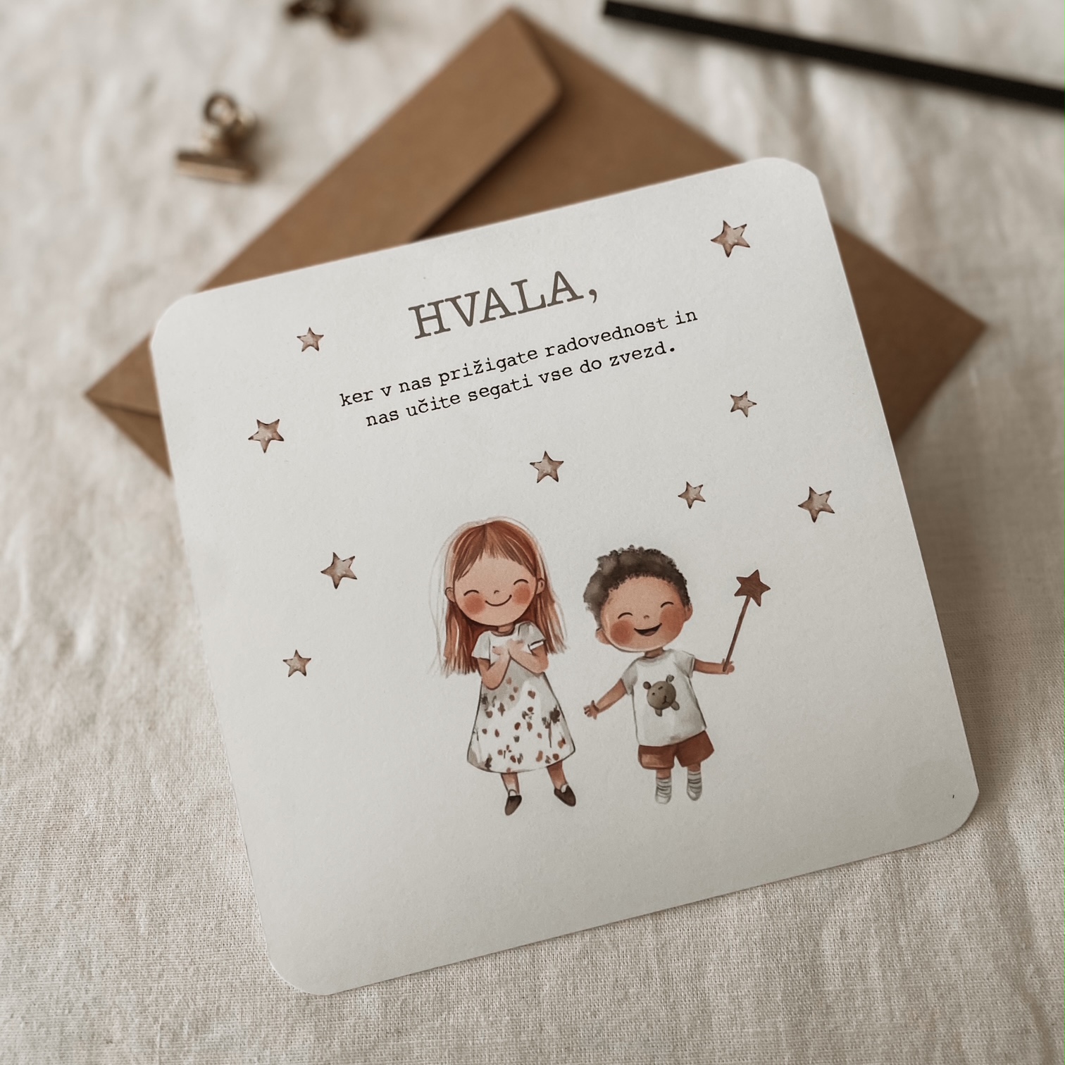 Čestitka za vzgojiteljico ali učiteljico - Zvezde