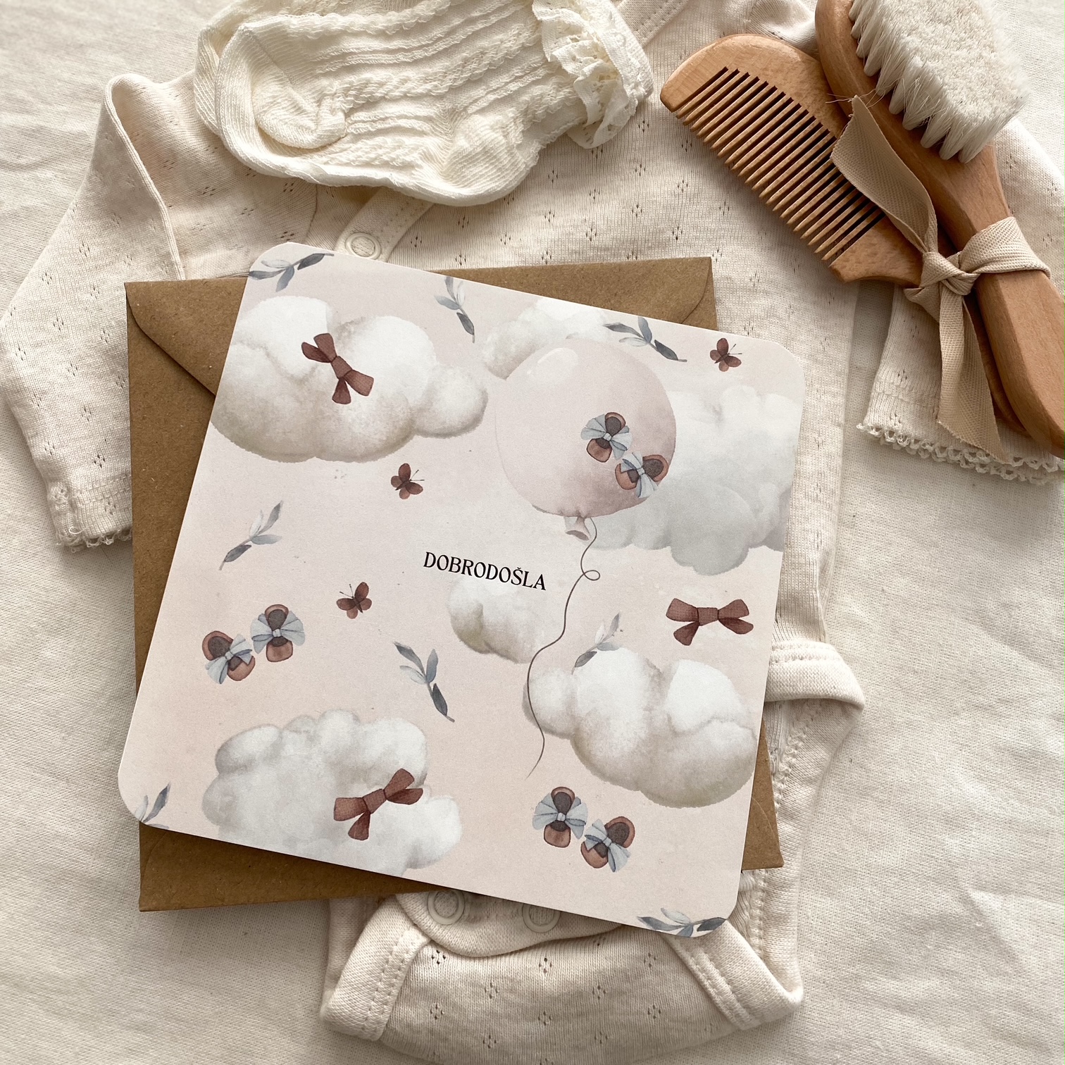 Čestitka ob rojstvu - Oblaki - Vanja in lev