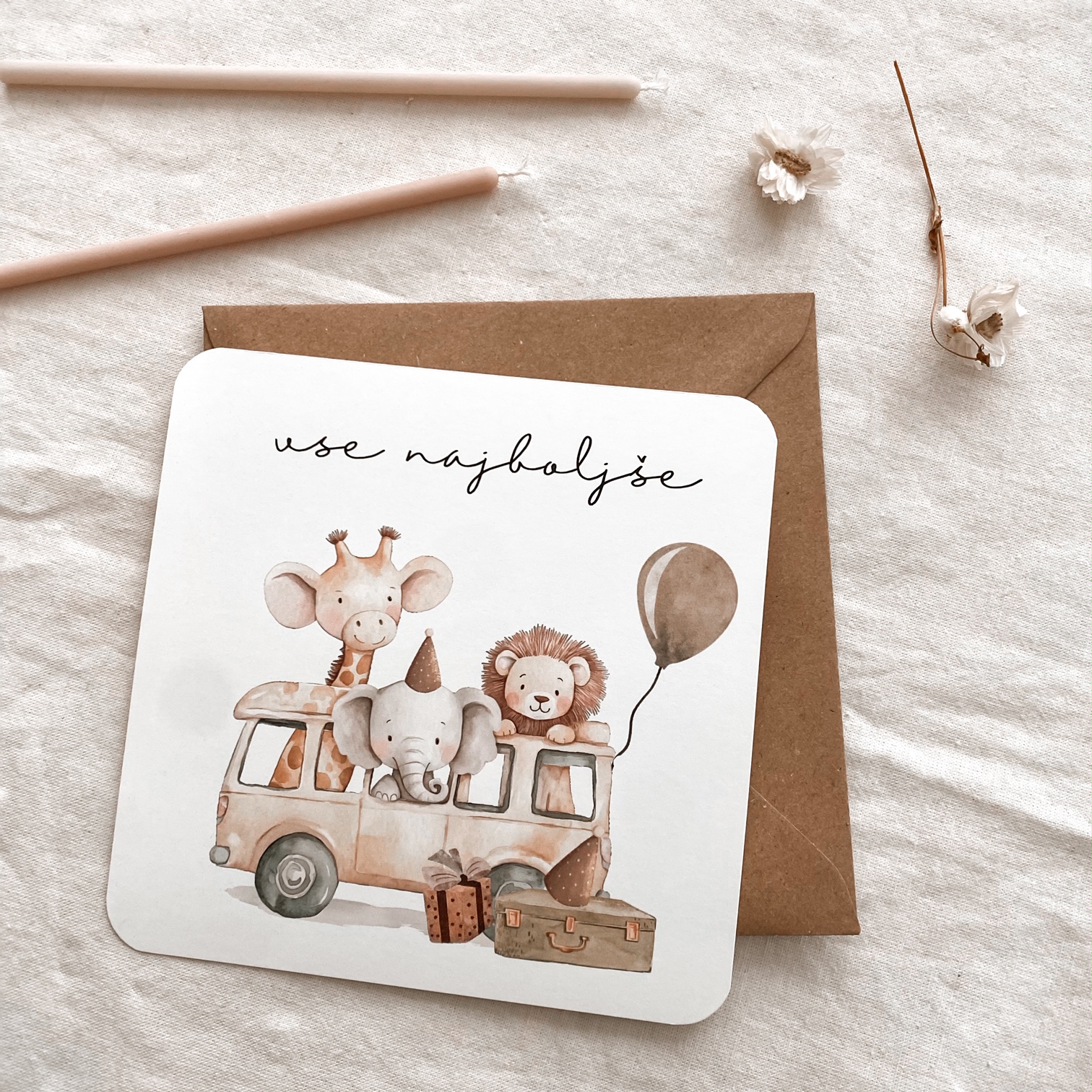 Čestitka za rojstni dan otroška - Vanja in lev