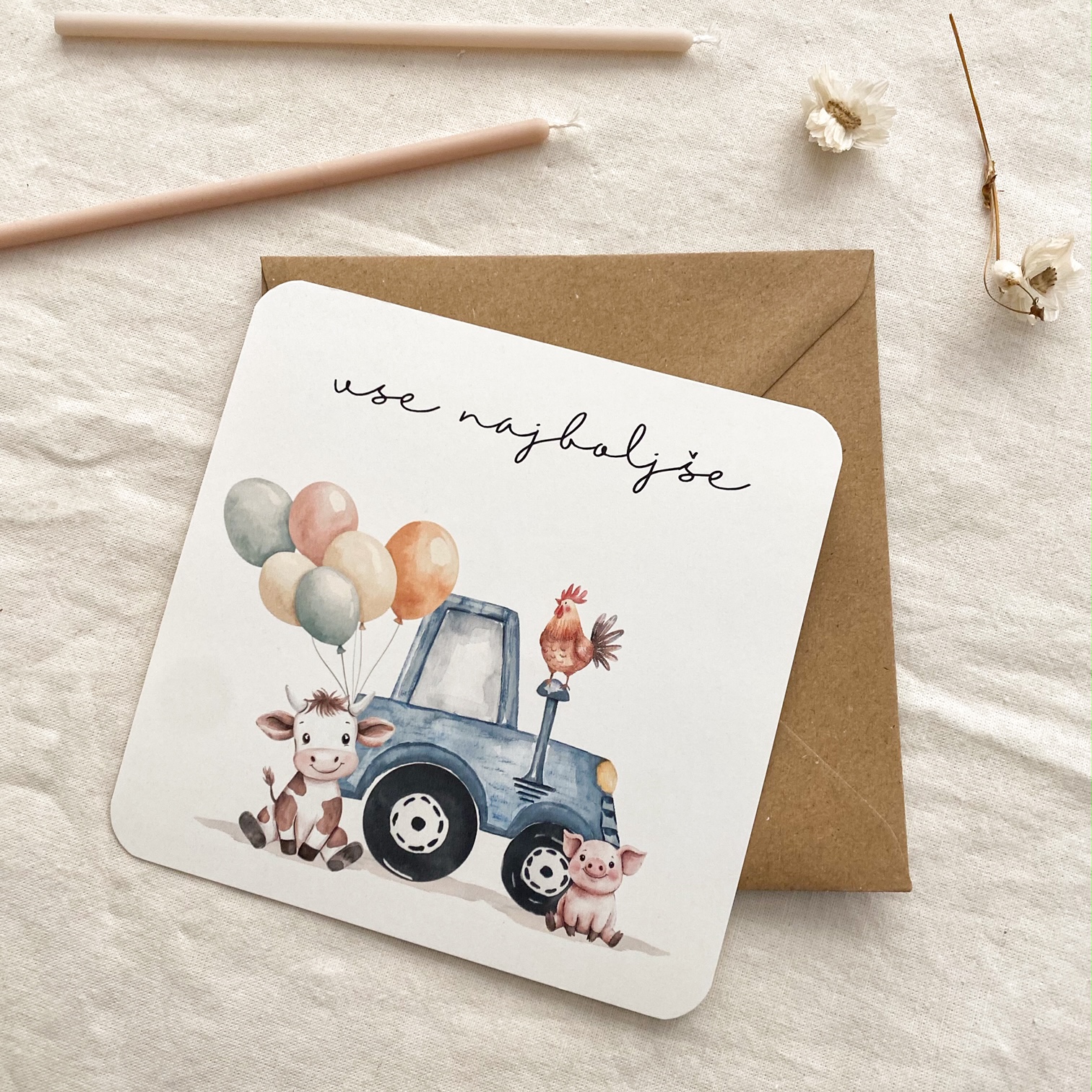 Čestitka za rojstni dan otroška - Vanja in lev