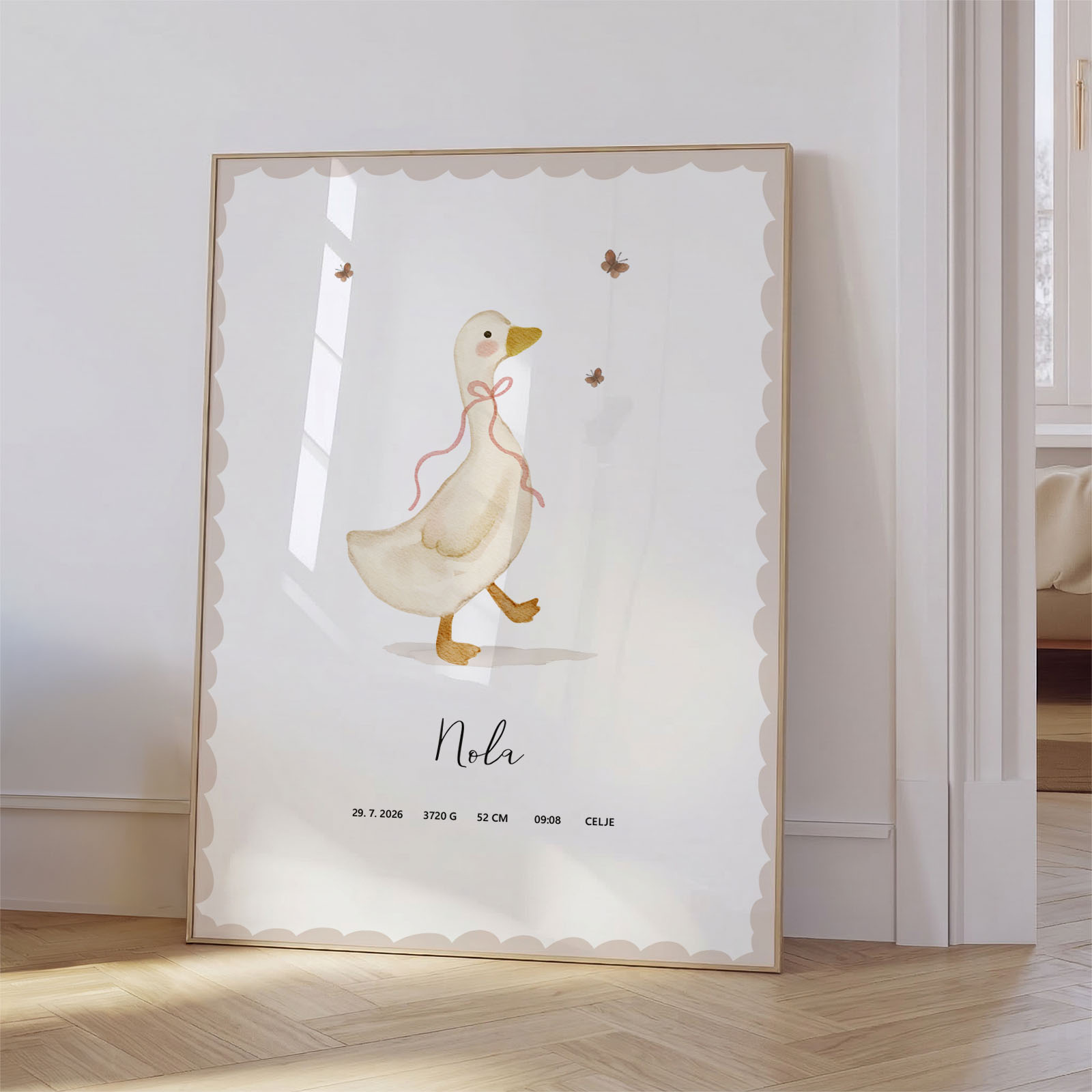 Plakat z rojstnimi podatki - Ljubka goska