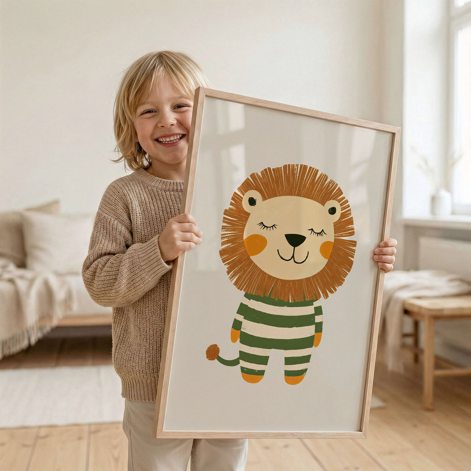 Dekorativni plakat Lev za otroško sobo - Vanja in lev