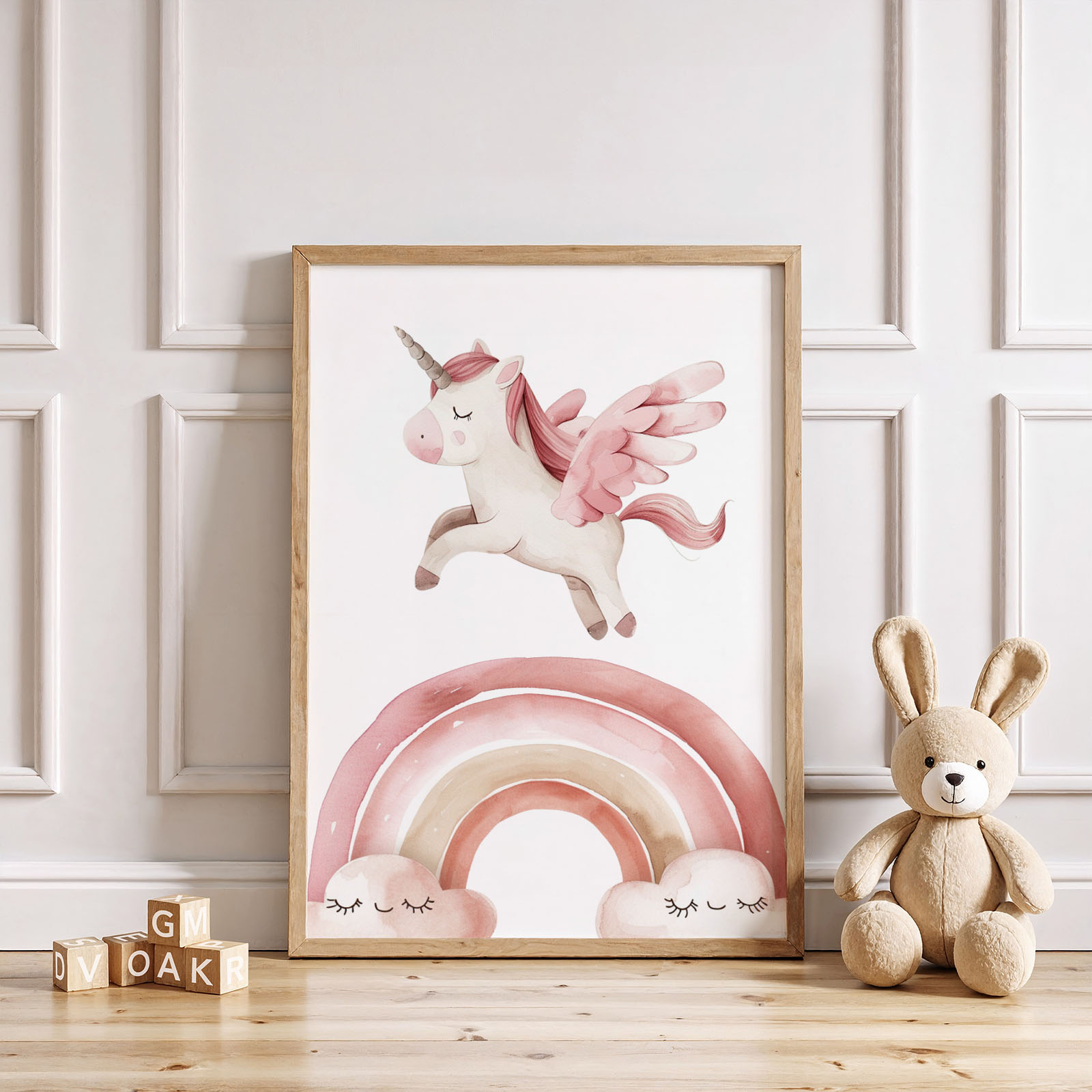 Dekorativni plakat Samorog za otroško sobo - Vanja in lev