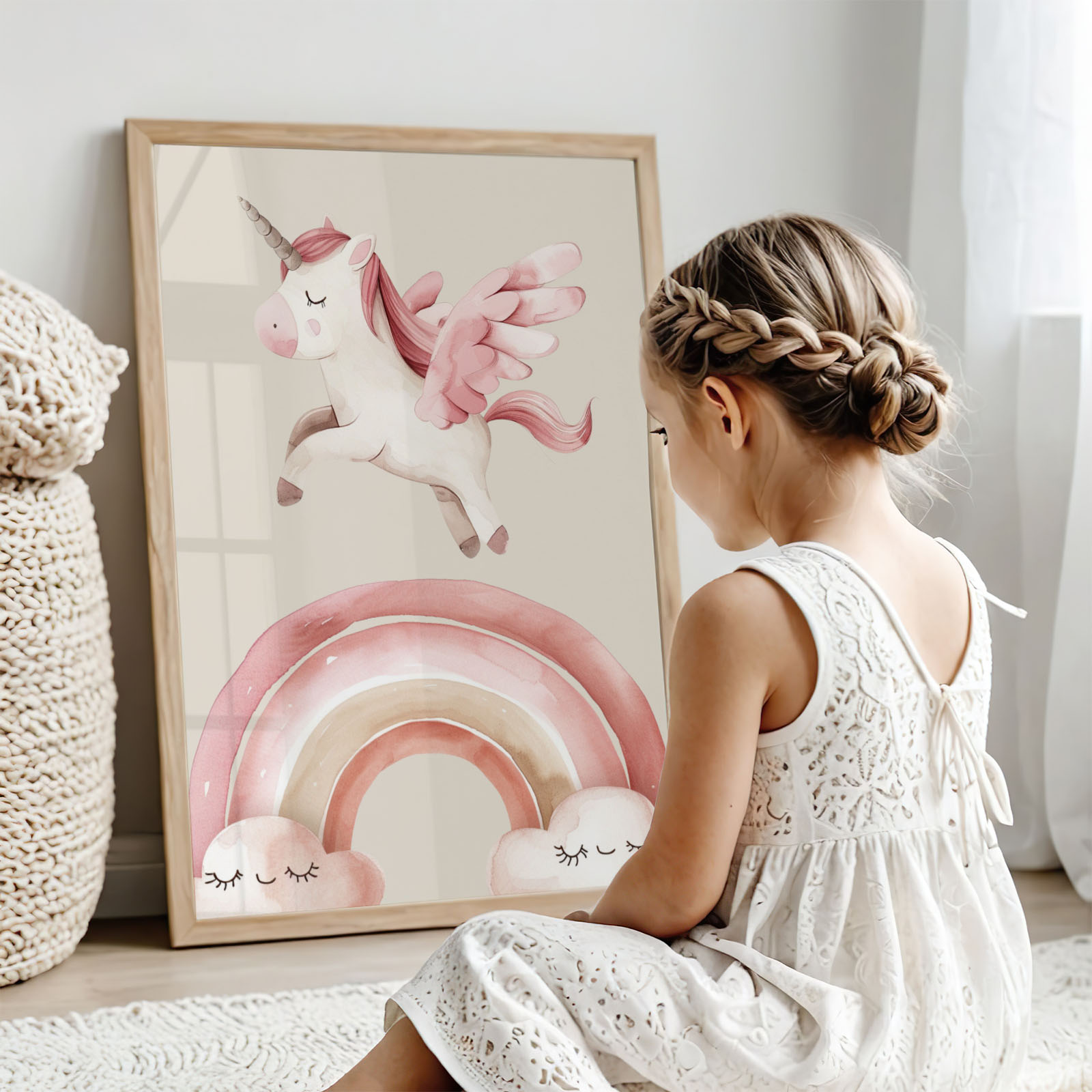 Dekorativni plakat Samorog za otroško sobo - Vanja in lev