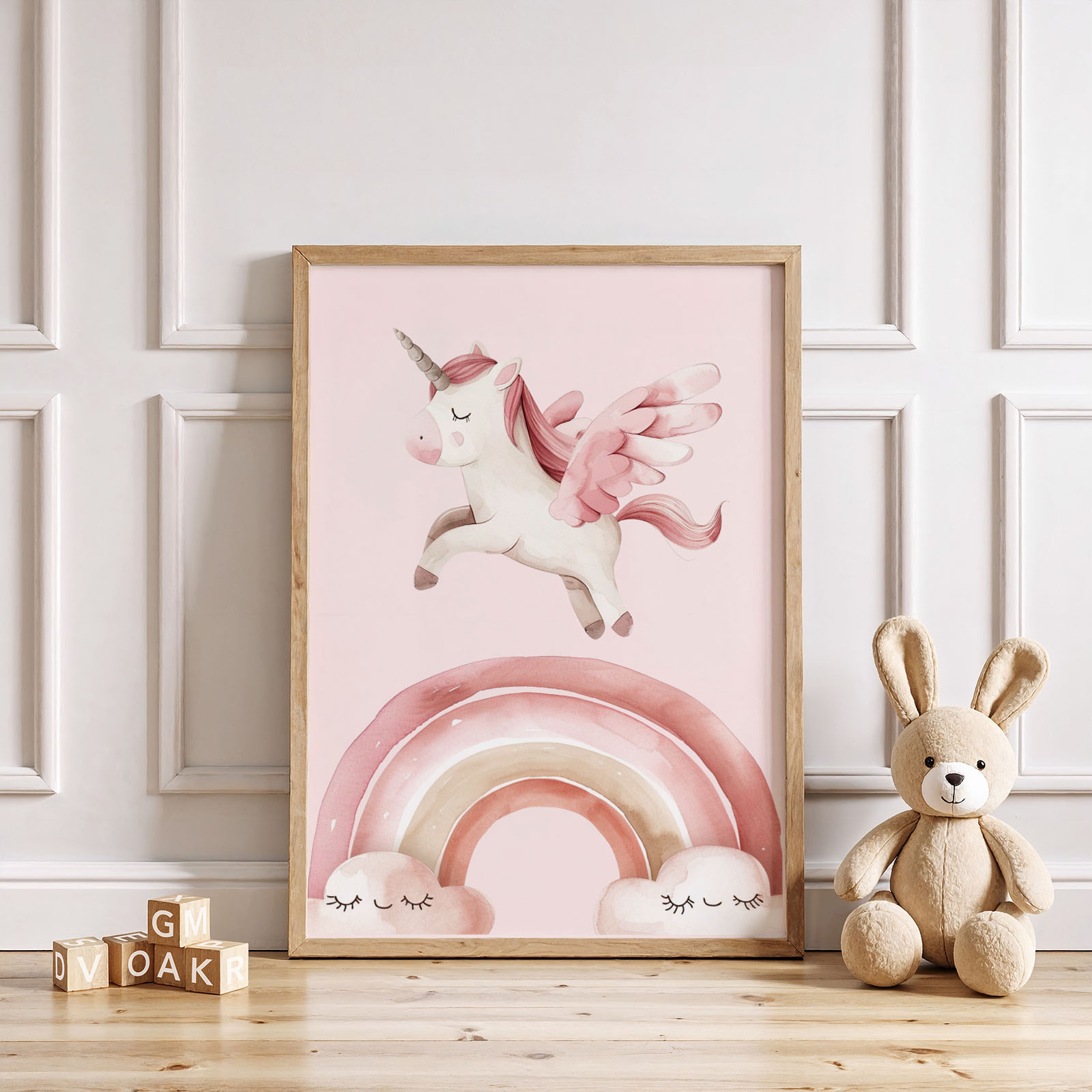 Dekorativni plakat Samorog za otroško sobo - Vanja in lev