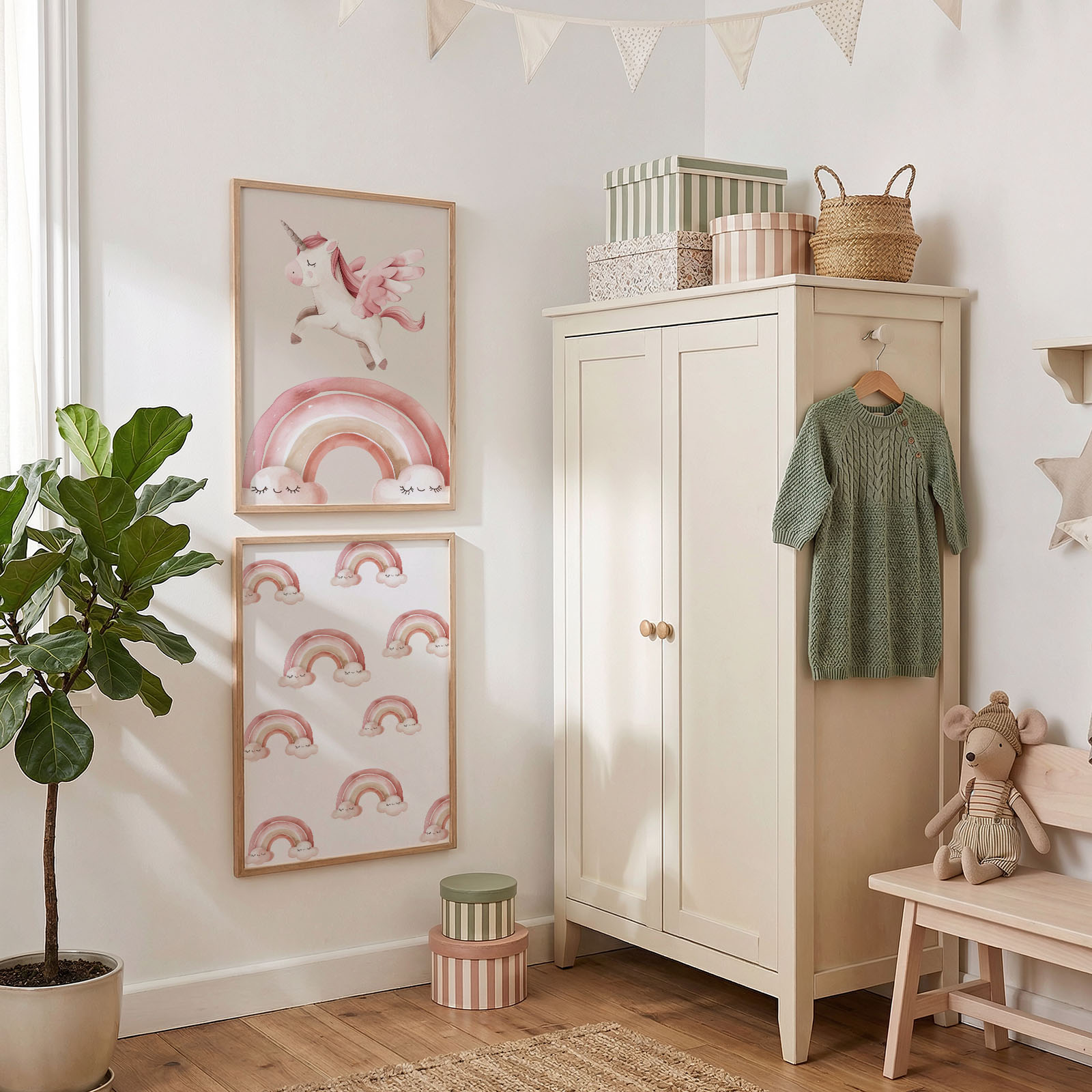 Dekorativni plakat Samorog za otroško sobo - Vanja in lev