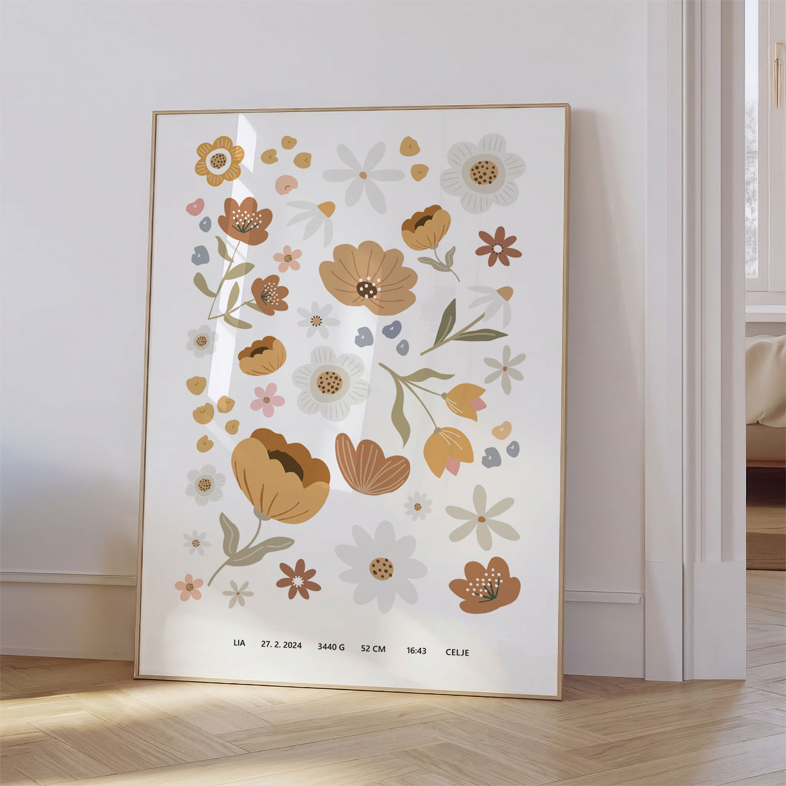 Plakat z rojstnimi podatki - Cvetje - slika 2