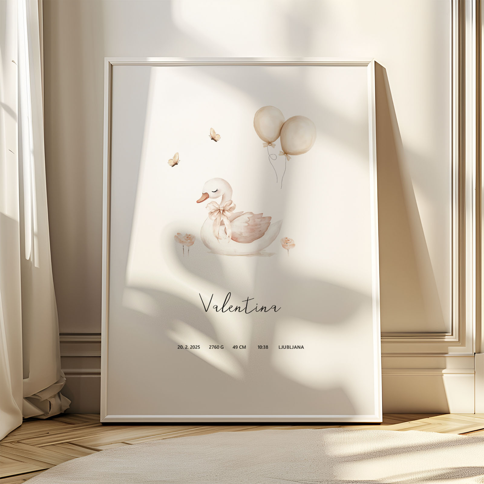 Plakat z rojstnimi podatki - Labod - slika 2