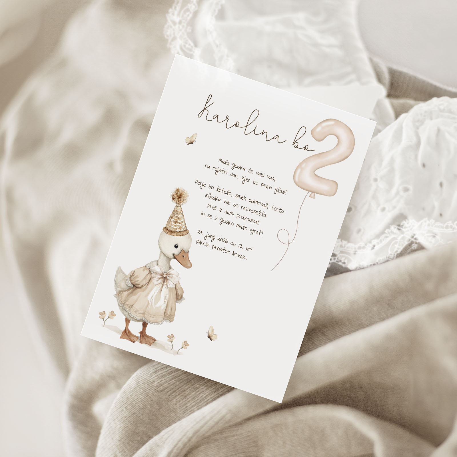 Vabilo za otroški rojstni dan - Goska