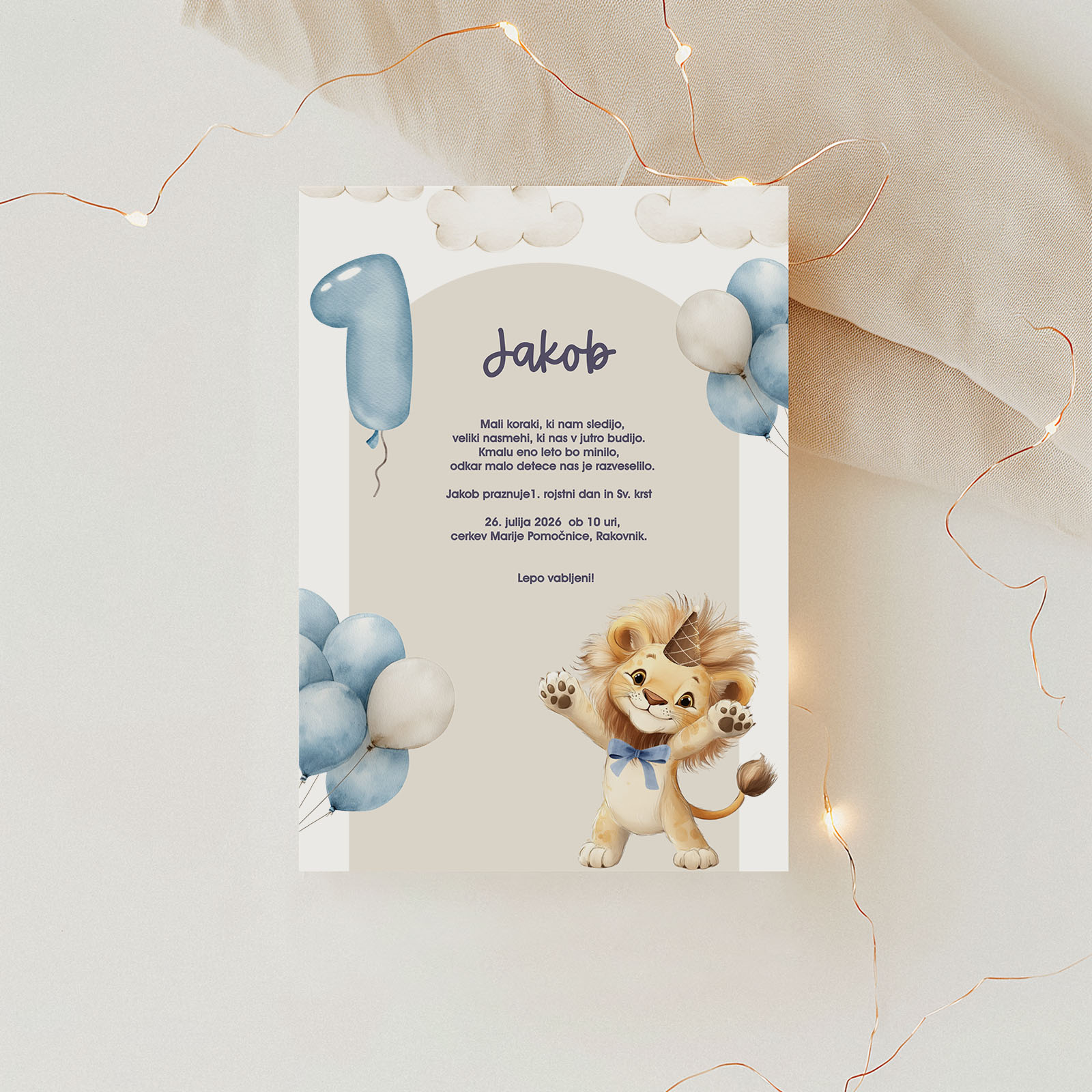 Vabilo za otroški rojstni dan - Lev