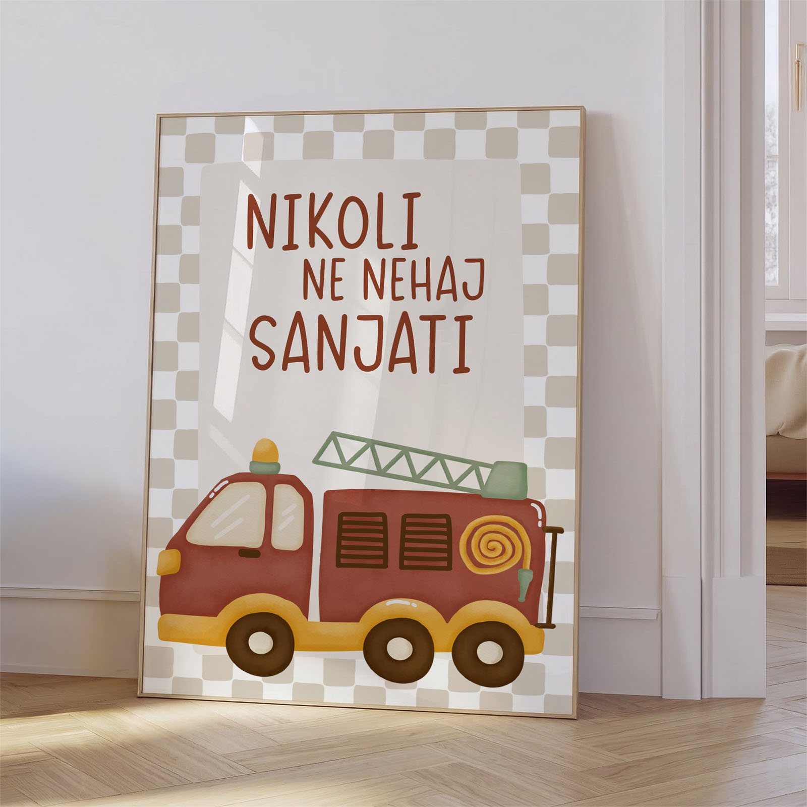 Dekorativni plakat za otroško sobo - Gasilski junak